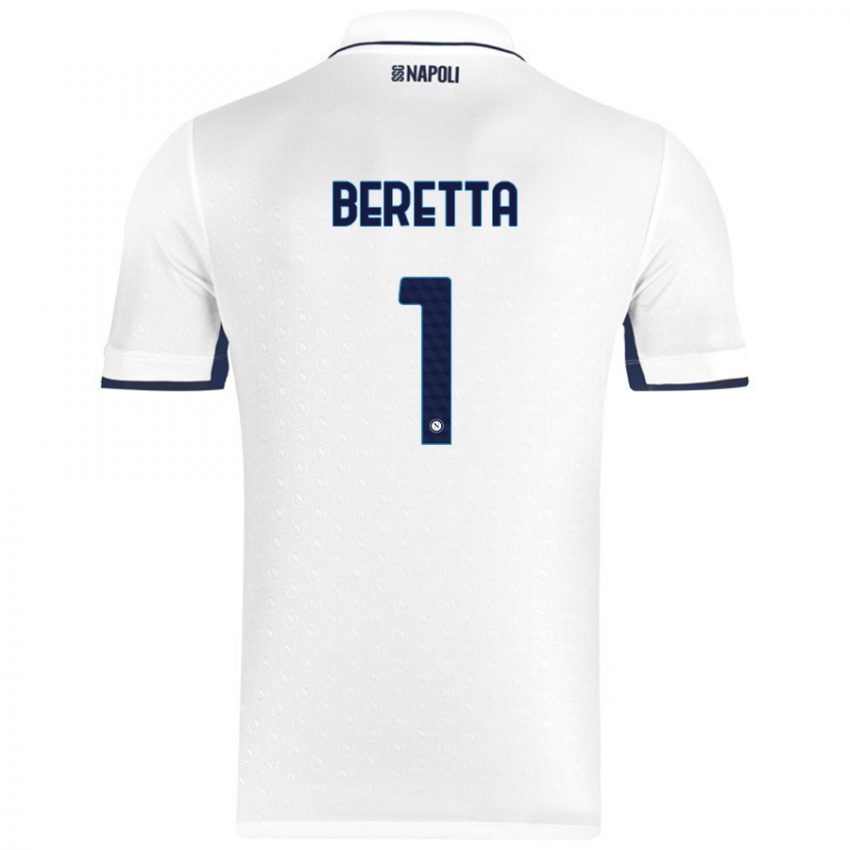 Mænd Beatrice Beretta #1 Hvid Kongeblå Udebane Spillertrøjer 2024/25 Trøje T-Shirt