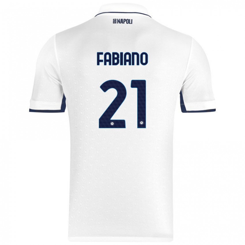 Mænd Francesca Fabiano #21 Hvid Kongeblå Udebane Spillertrøjer 2024/25 Trøje T-Shirt