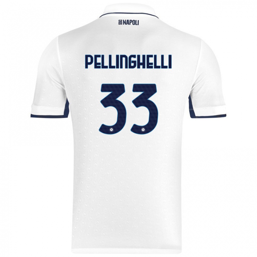 Mænd Alice Pellinghelli #33 Hvid Kongeblå Udebane Spillertrøjer 2024/25 Trøje T-Shirt