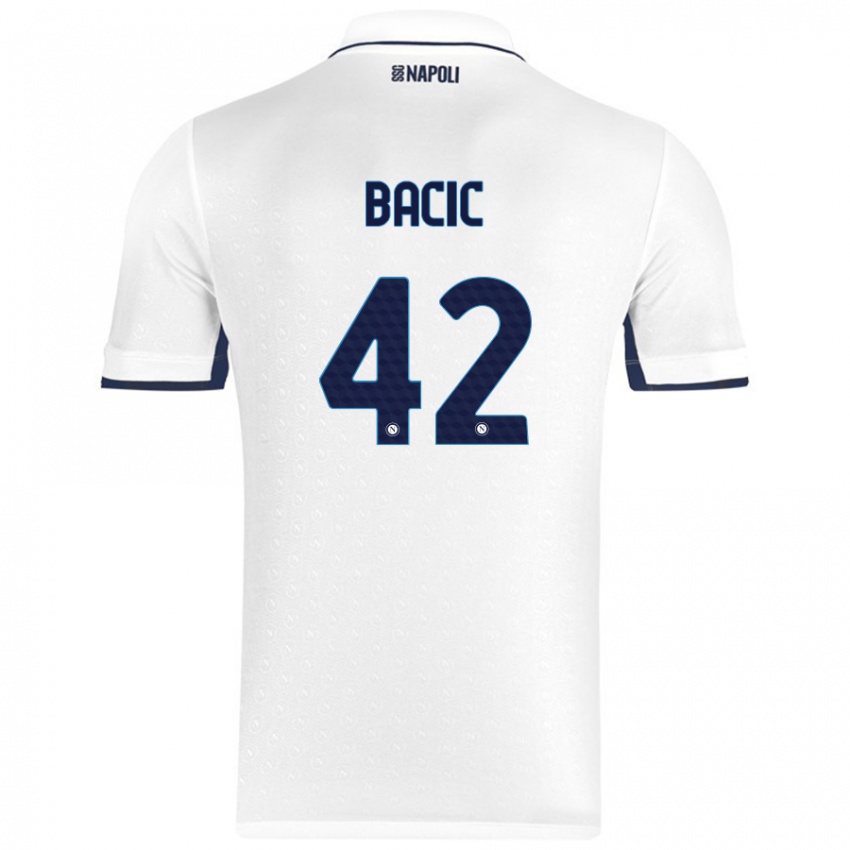 Mænd Doris Bačić #42 Hvid Kongeblå Udebane Spillertrøjer 2024/25 Trøje T-Shirt