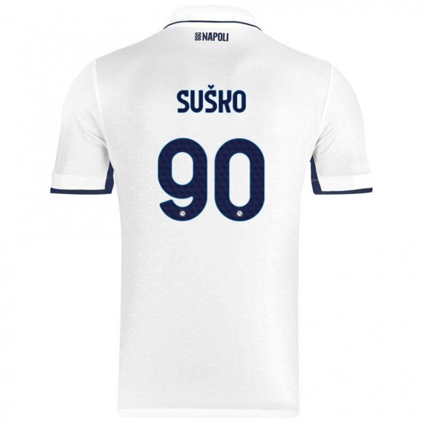 Mænd Daniel Suško #90 Hvid Kongeblå Udebane Spillertrøjer 2024/25 Trøje T-Shirt