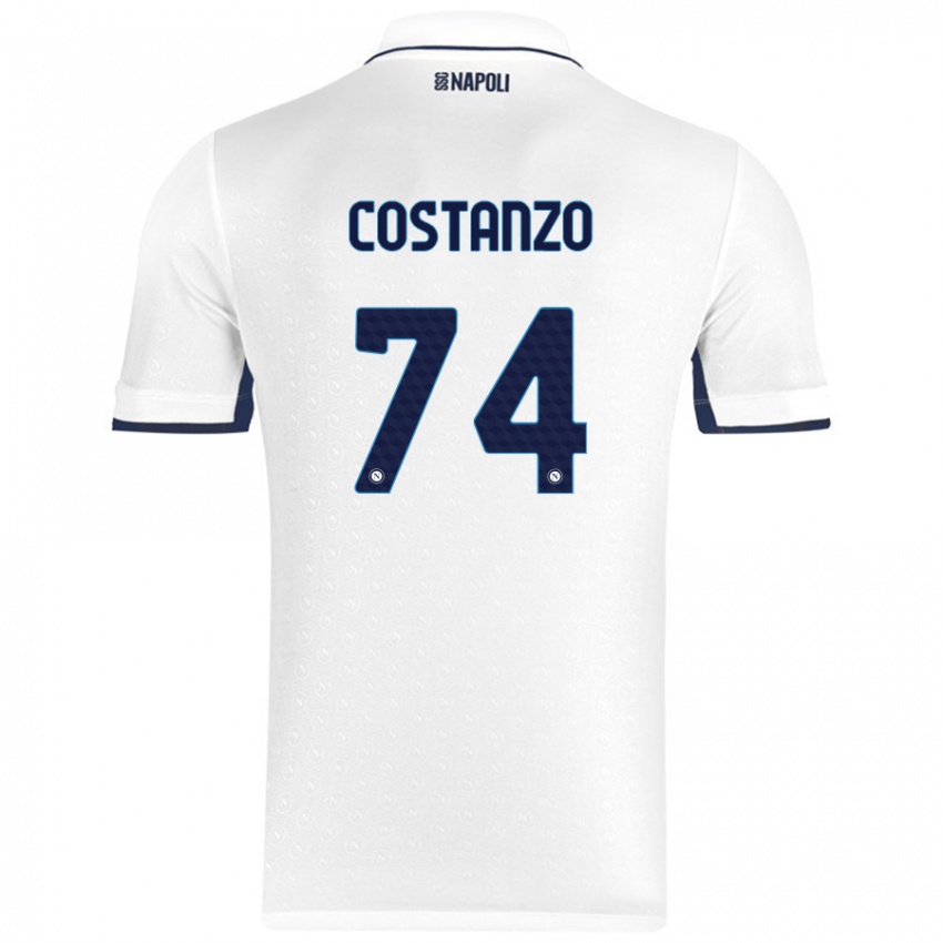 Mænd Davide Costanzo #74 Hvid Kongeblå Udebane Spillertrøjer 2024/25 Trøje T-Shirt