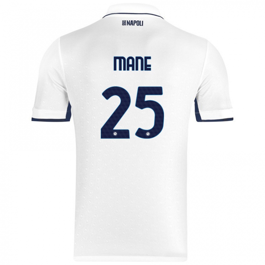 Mænd Balla Mousa Mane #25 Hvid Kongeblå Udebane Spillertrøjer 2024/25 Trøje T-Shirt