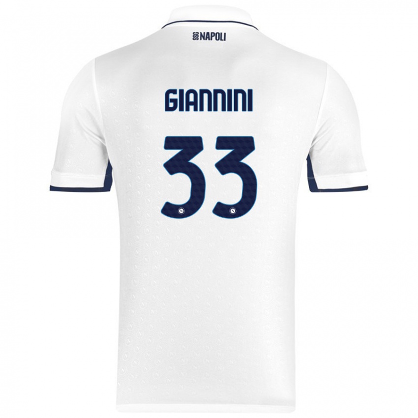 Mænd Enrico Giannini #33 Hvid Kongeblå Udebane Spillertrøjer 2024/25 Trøje T-Shirt