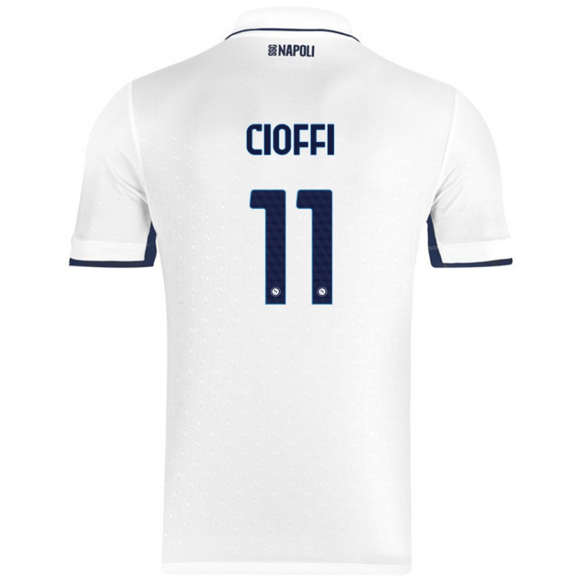 Mænd Antonio Cioffi #11 Hvid Kongeblå Udebane Spillertrøjer 2024/25 Trøje T-Shirt