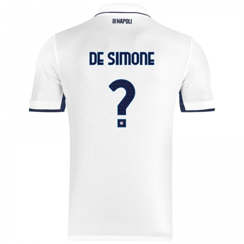 Mænd Paolo De Simone #0 Hvid Kongeblå Udebane Spillertrøjer 2024/25 Trøje T-Shirt