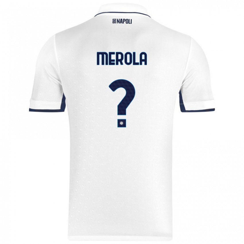 Mænd Marco Merola #0 Hvid Kongeblå Udebane Spillertrøjer 2024/25 Trøje T-Shirt