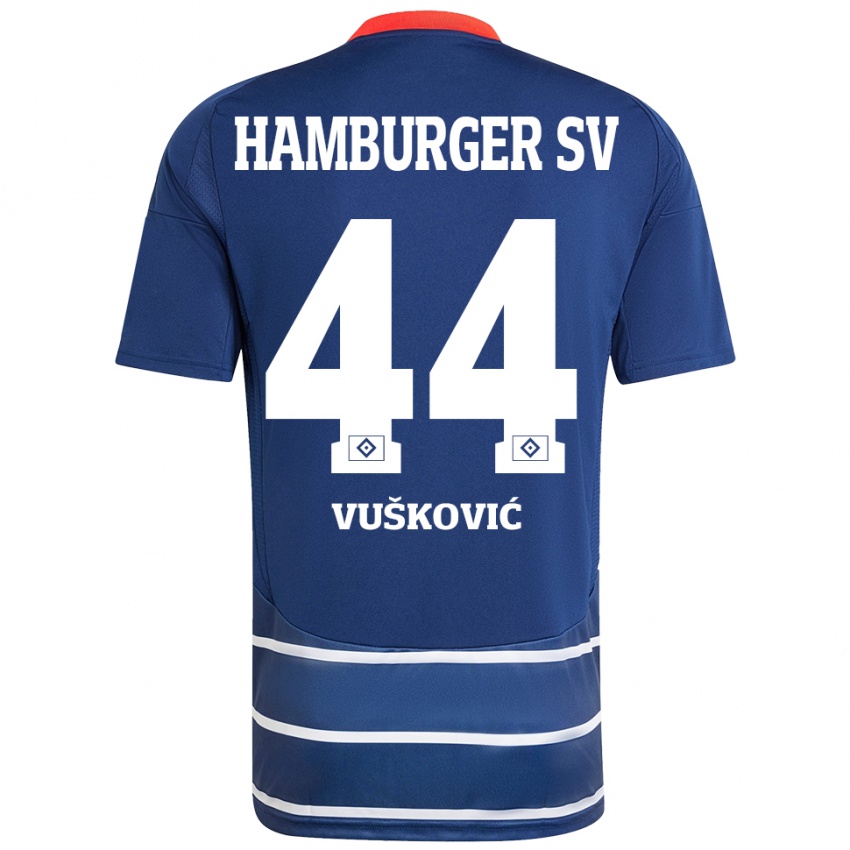 Mænd Mario Vuskovic #44 Mørkeblå Udebane Spillertrøjer 2024/25 Trøje T-Shirt