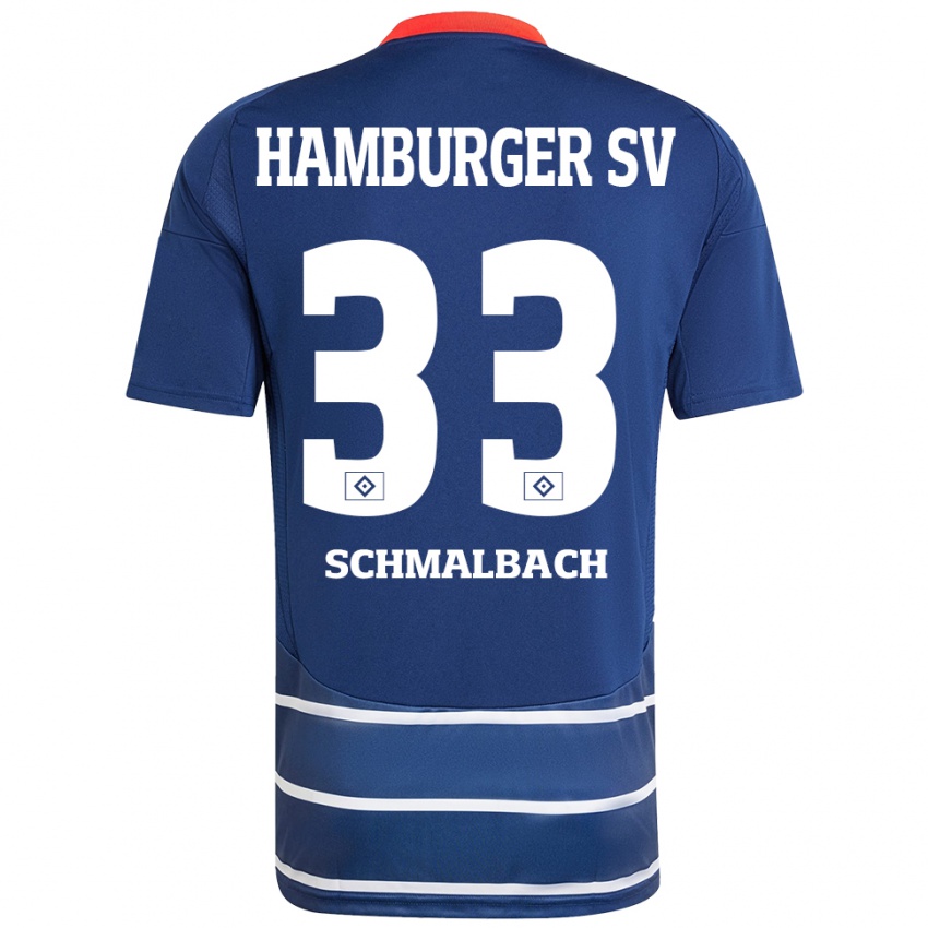 Mænd Sebastian Schmalbach #33 Mørkeblå Udebane Spillertrøjer 2024/25 Trøje T-Shirt