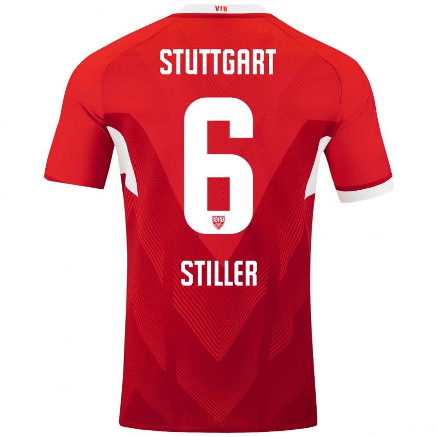 Mænd Angelo Stiller #6 Rød Hvid Udebane Spillertrøjer 2024/25 Trøje T-Shirt