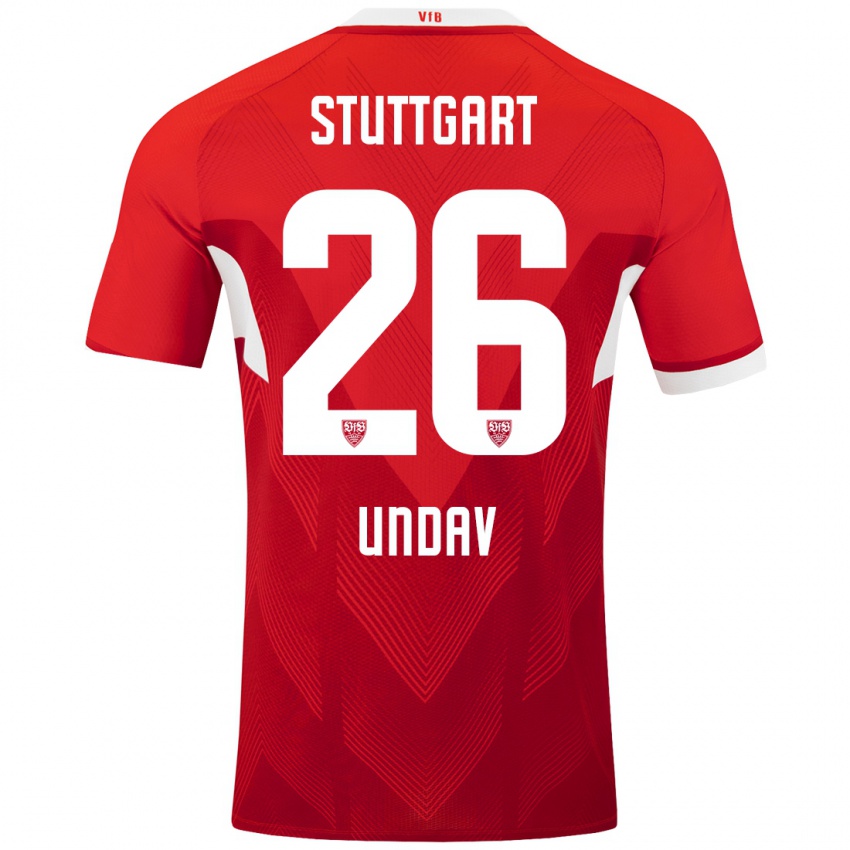 Mænd Deniz Undav #26 Rød Hvid Udebane Spillertrøjer 2024/25 Trøje T-Shirt