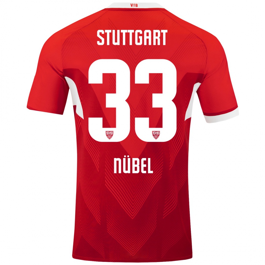 Mænd Alexander Nübel #33 Rød Hvid Udebane Spillertrøjer 2024/25 Trøje T-Shirt