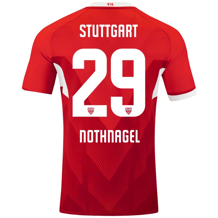 Mænd Dominik Nothnagel #29 Rød Hvid Udebane Spillertrøjer 2024/25 Trøje T-Shirt