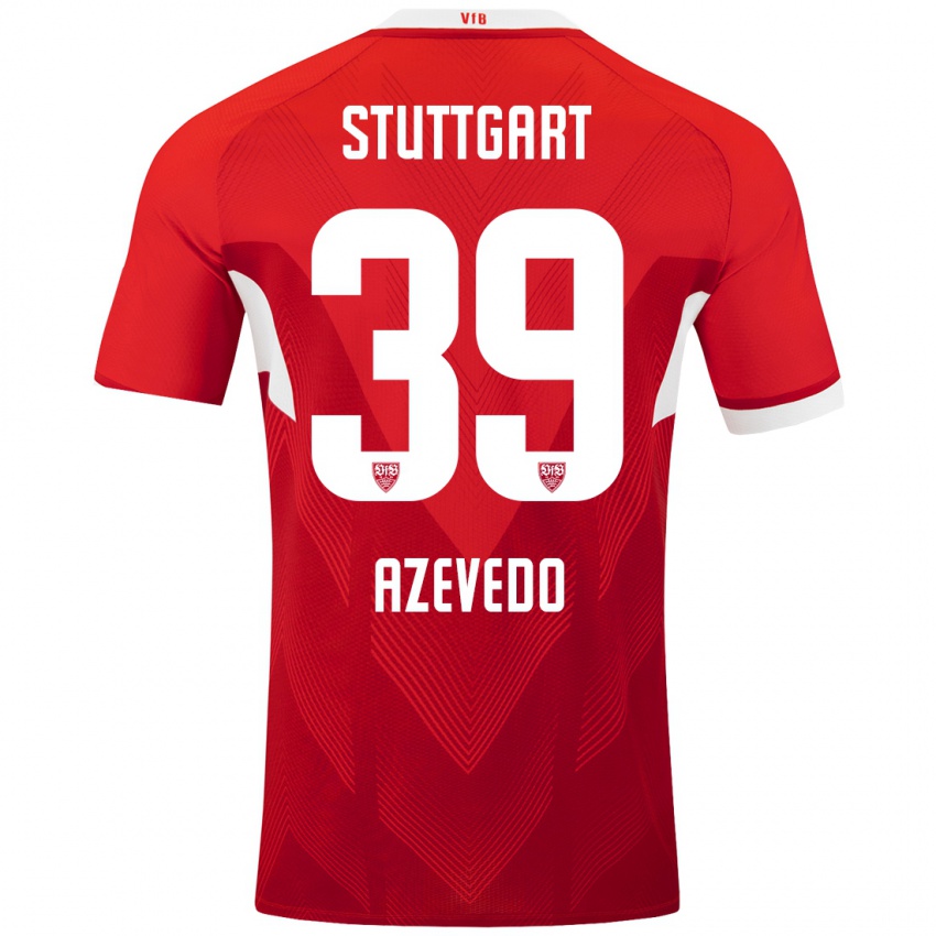 Mænd Alexandre Azevedo #39 Rød Hvid Udebane Spillertrøjer 2024/25 Trøje T-Shirt