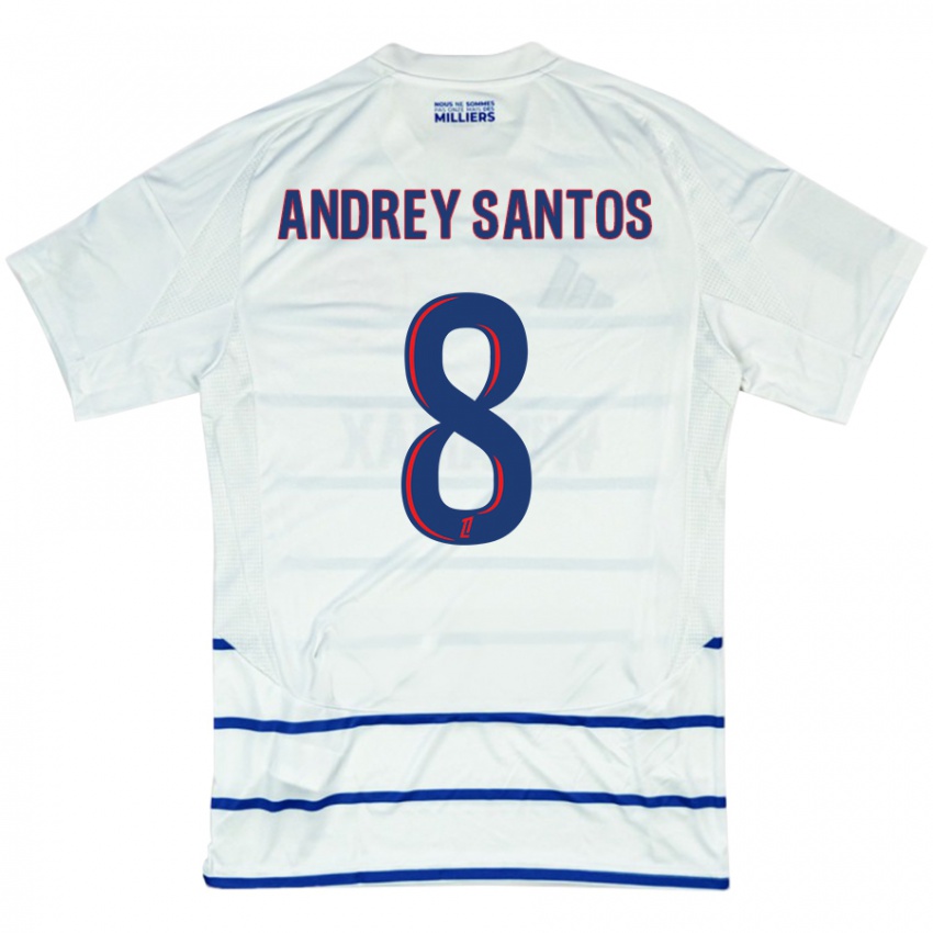 Mænd Andrey Santos #8 Hvid Blå Udebane Spillertrøjer 2024/25 Trøje T-Shirt