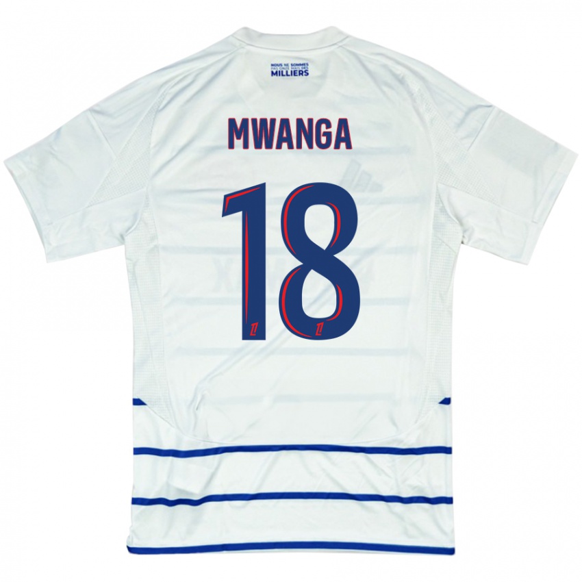 Mænd Junior Mwanga #18 Hvid Blå Udebane Spillertrøjer 2024/25 Trøje T-Shirt