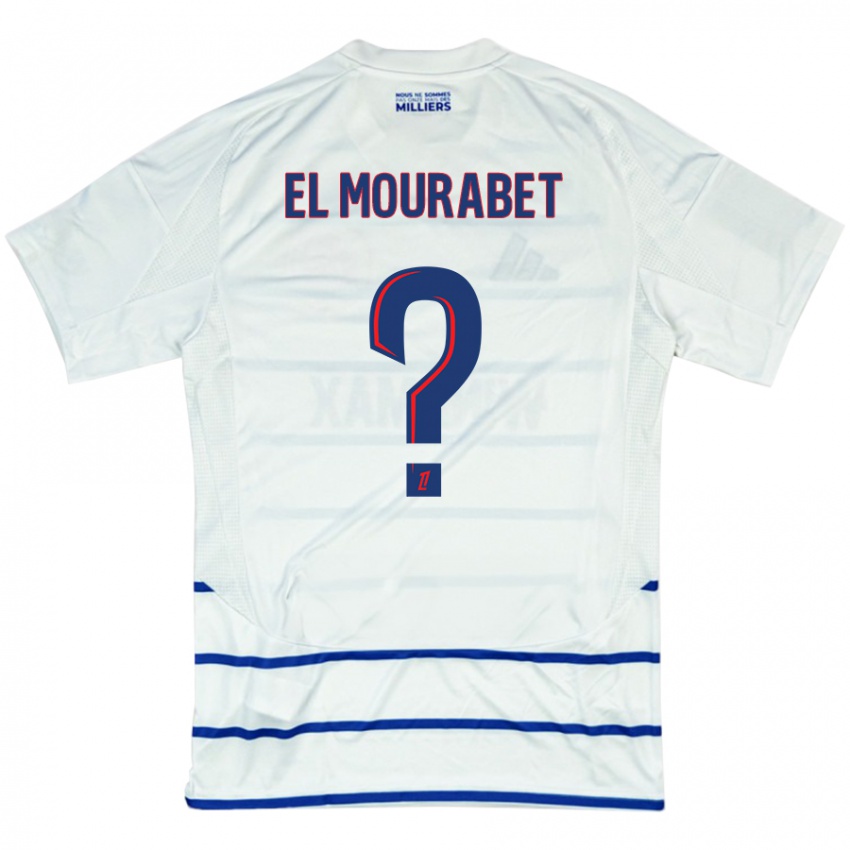 Mænd Samir El Mourabet #0 Hvid Blå Udebane Spillertrøjer 2024/25 Trøje T-Shirt