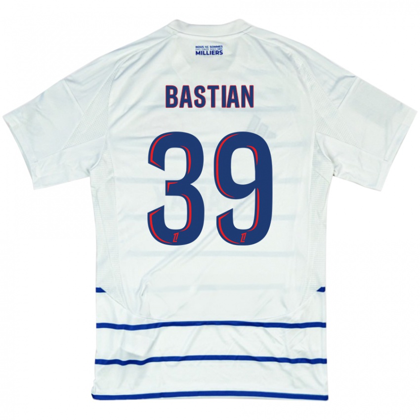 Mænd Maxime Bastian #39 Hvid Blå Udebane Spillertrøjer 2024/25 Trøje T-Shirt