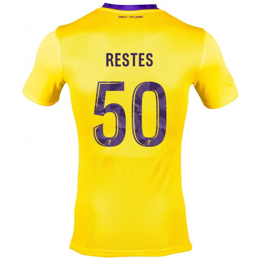 Mænd Guillaume Restes #50 Gul Lilla Udebane Spillertrøjer 2024/25 Trøje T-Shirt