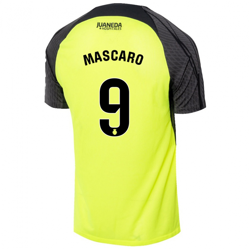 Mænd Pau Mascaró #9 Fluorescerende Grøn Sort Udebane Spillertrøjer 2024/25 Trøje T-Shirt