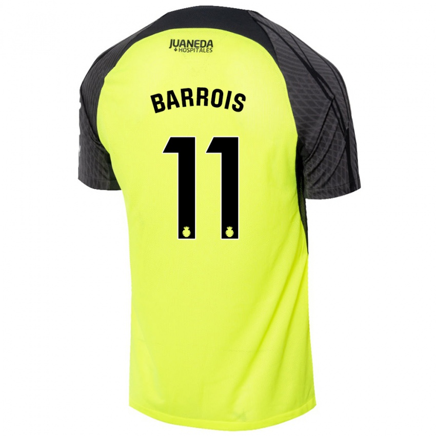 Mænd Eliott Barrois #11 Fluorescerende Grøn Sort Udebane Spillertrøjer 2024/25 Trøje T-Shirt