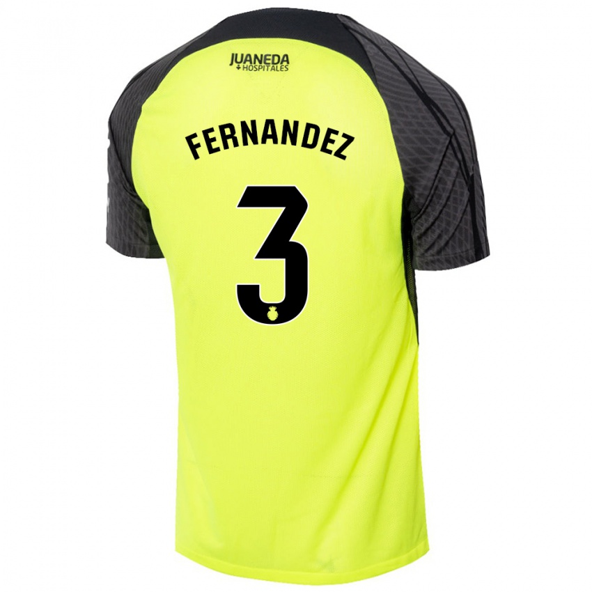 Mænd Marcos Fernández #3 Fluorescerende Grøn Sort Udebane Spillertrøjer 2024/25 Trøje T-Shirt