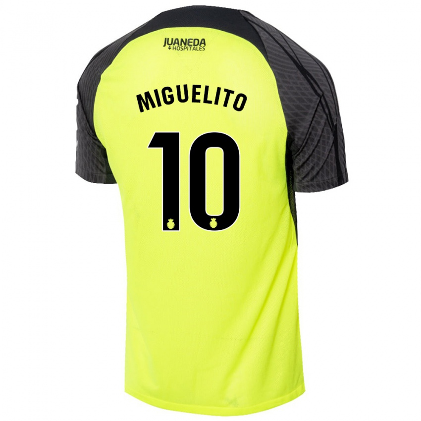 Mænd Miguelito #10 Fluorescerende Grøn Sort Udebane Spillertrøjer 2024/25 Trøje T-Shirt