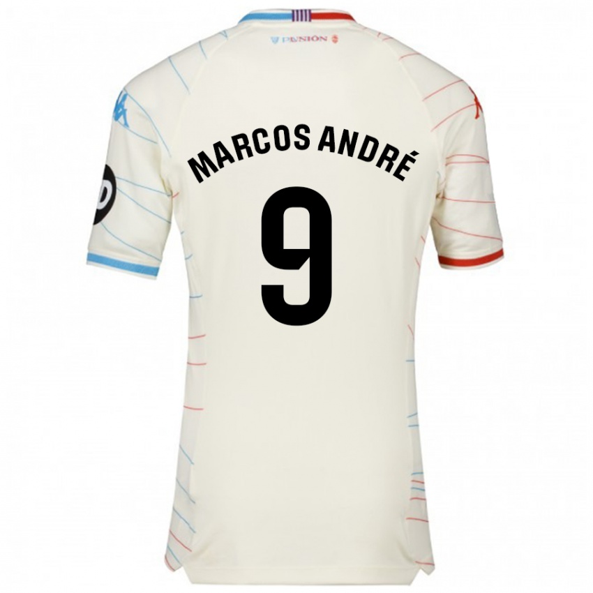 Mænd Marcos André #9 Hvid Rød Blå Udebane Spillertrøjer 2024/25 Trøje T-Shirt