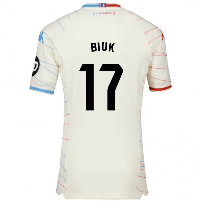 Mænd Stipe Biuk #17 Hvid Rød Blå Udebane Spillertrøjer 2024/25 Trøje T-Shirt