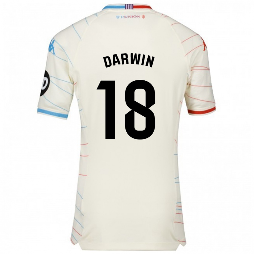 Mænd Darwin Machís #18 Hvid Rød Blå Udebane Spillertrøjer 2024/25 Trøje T-Shirt