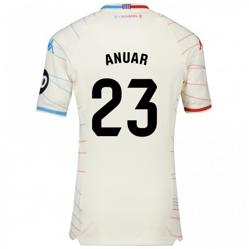 Mænd Anuar #23 Hvid Rød Blå Udebane Spillertrøjer 2024/25 Trøje T-Shirt