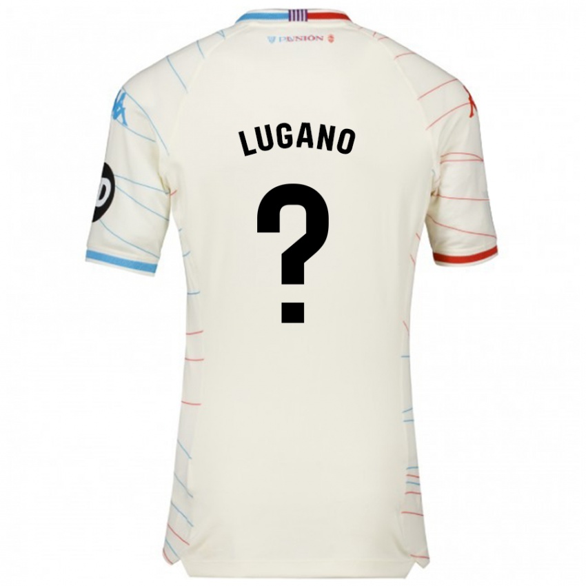 Mænd Thiago Lugano #0 Hvid Rød Blå Udebane Spillertrøjer 2024/25 Trøje T-Shirt