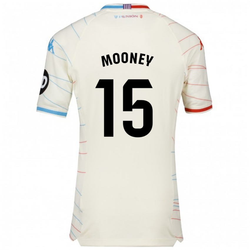 Mænd Fionn Mooney #15 Hvid Rød Blå Udebane Spillertrøjer 2024/25 Trøje T-Shirt