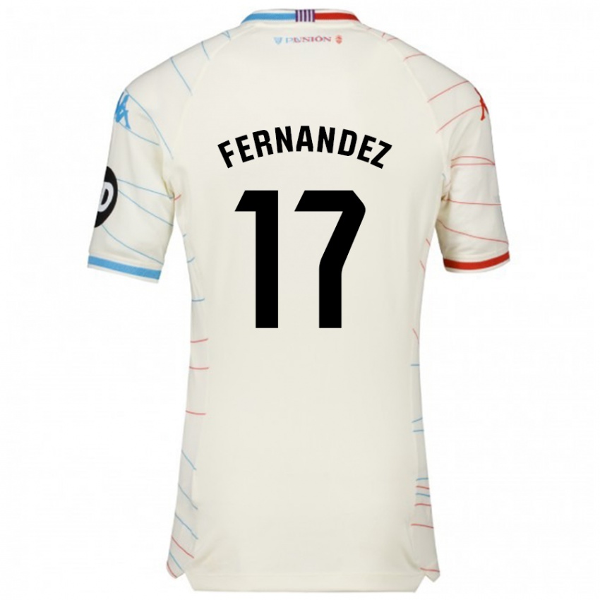 Mænd Dani Fernández #17 Hvid Rød Blå Udebane Spillertrøjer 2024/25 Trøje T-Shirt