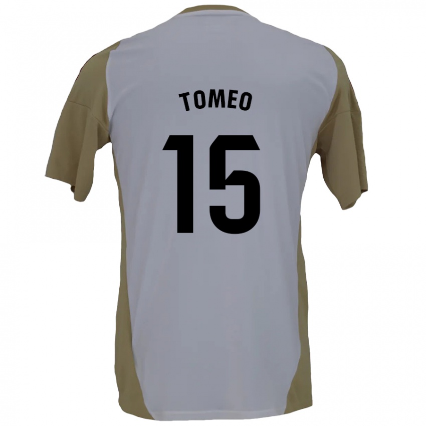 Mænd Pablo Tomeo #15 Brun Hvid Udebane Spillertrøjer 2024/25 Trøje T-Shirt