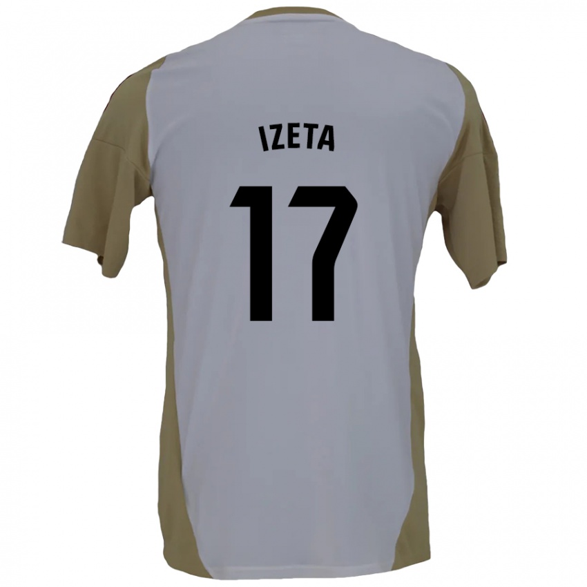 Mænd Urko Izeta #17 Brun Hvid Udebane Spillertrøjer 2024/25 Trøje T-Shirt