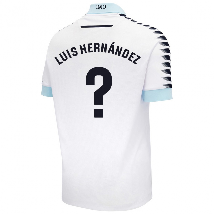 Mænd Luis Hernández #0 Hvid Blå Udebane Spillertrøjer 2024/25 Trøje T-Shirt