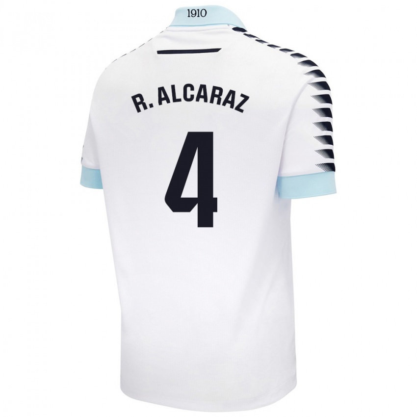 Mænd Rubén Alcaraz #4 Hvid Blå Udebane Spillertrøjer 2024/25 Trøje T-Shirt