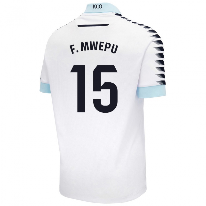 Mænd Francisco Mwepu #15 Hvid Blå Udebane Spillertrøjer 2024/25 Trøje T-Shirt