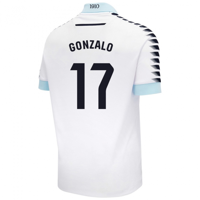 Mænd Gonzalo Escalante #17 Hvid Blå Udebane Spillertrøjer 2024/25 Trøje T-Shirt