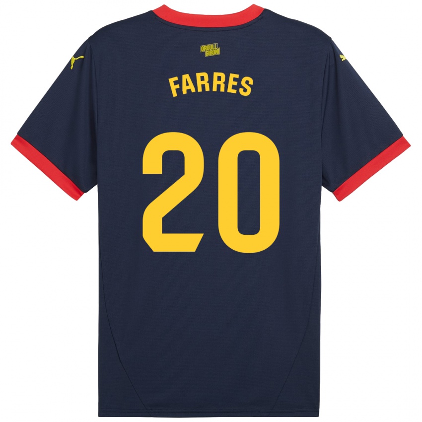 Mænd Biel Farrés #20 Marine Rød Udebane Spillertrøjer 2024/25 Trøje T-Shirt