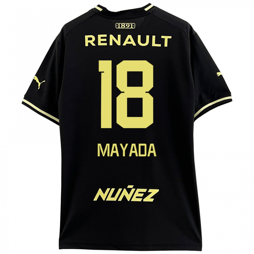 Mænd Camilo Mayada #18 Sort Gul Udebane Spillertrøjer 2024/25 Trøje T-Shirt