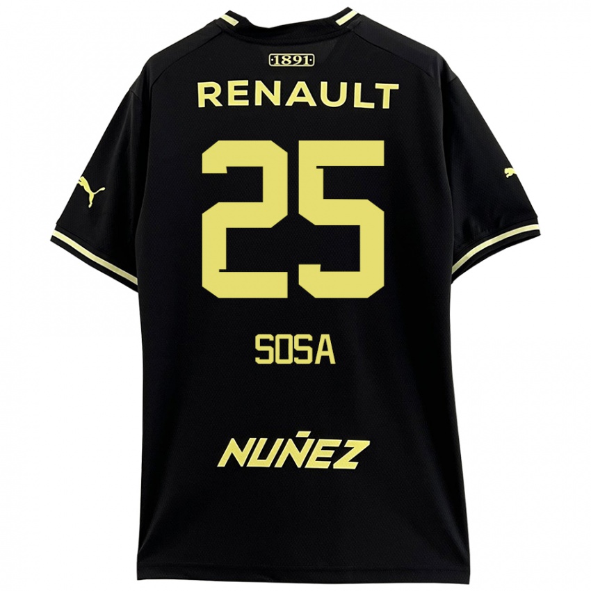 Mænd Ignacio Sosa #25 Sort Gul Udebane Spillertrøjer 2024/25 Trøje T-Shirt