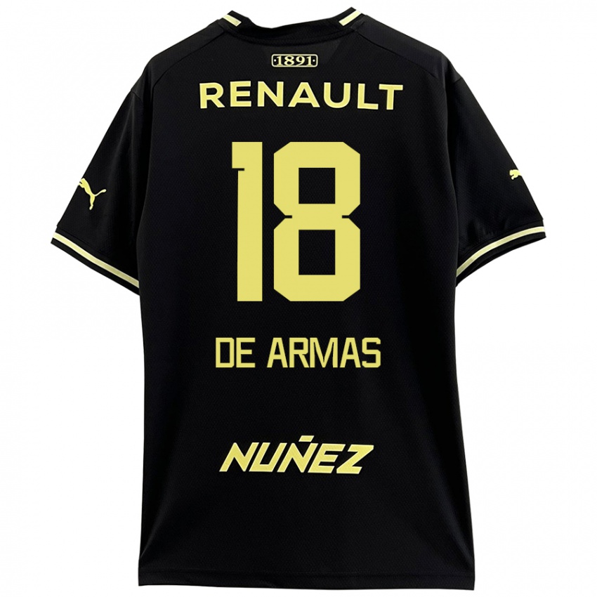 Mænd Nahuel De Armas #18 Sort Gul Udebane Spillertrøjer 2024/25 Trøje T-Shirt