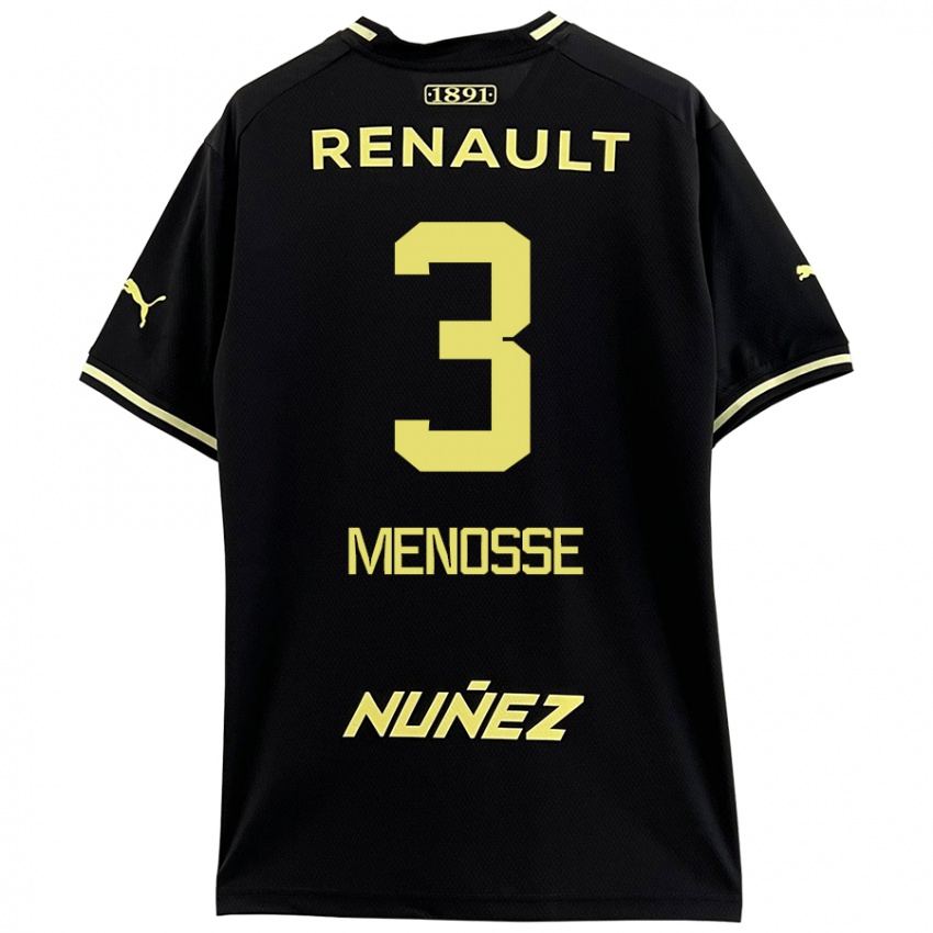 Mænd Hernán Menosse #3 Sort Gul Udebane Spillertrøjer 2024/25 Trøje T-Shirt