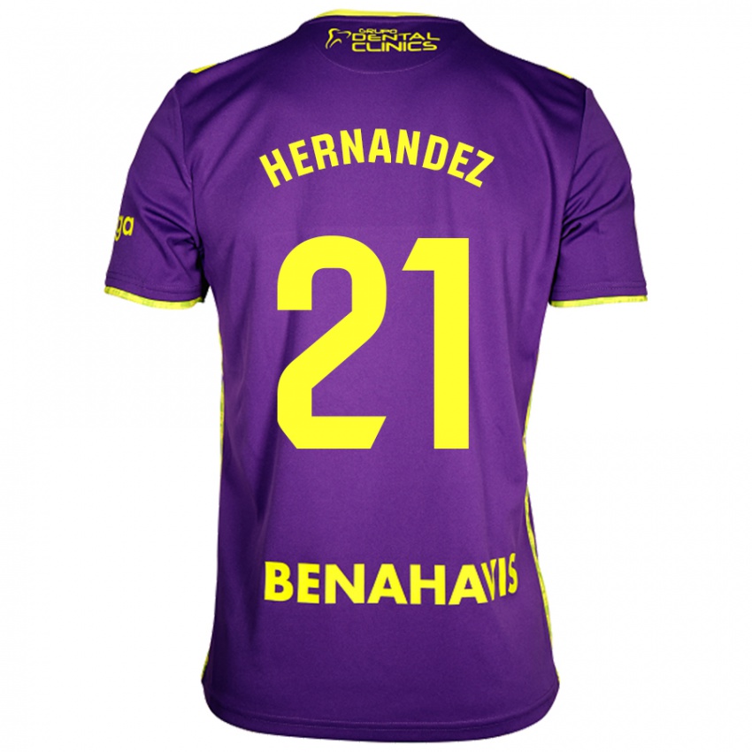 Mænd Juan Hernández #21 Lilla Gul Udebane Spillertrøjer 2024/25 Trøje T-Shirt