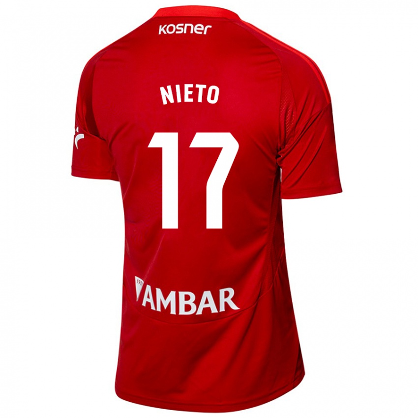 Mænd Carlos Nieto #17 Hvid Blå Udebane Spillertrøjer 2024/25 Trøje T-Shirt