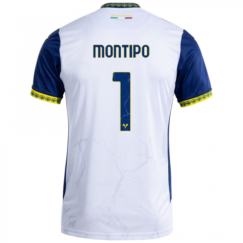 Mænd Lorenzo Montipò #1 Hvid Blå Udebane Spillertrøjer 2024/25 Trøje T-Shirt