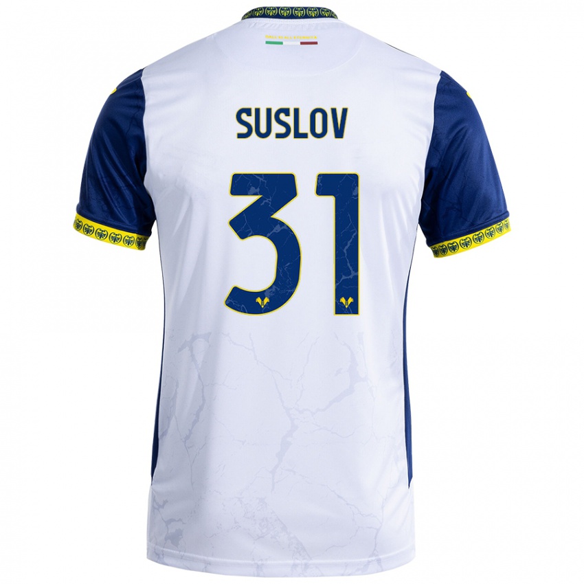 Mænd Tomas Suslov #31 Hvid Blå Udebane Spillertrøjer 2024/25 Trøje T-Shirt