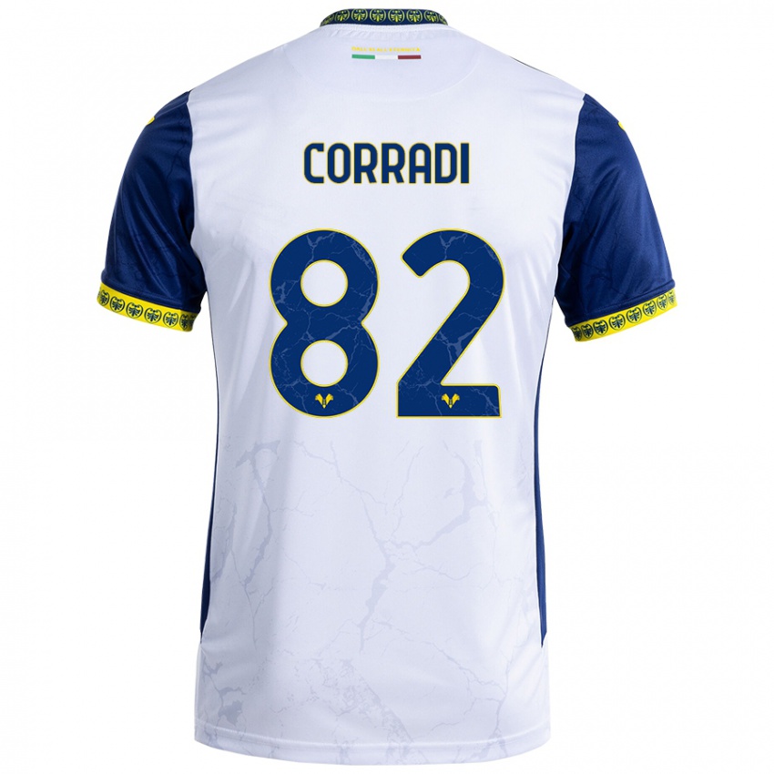 Mænd Christian Corradi #82 Hvid Blå Udebane Spillertrøjer 2024/25 Trøje T-Shirt